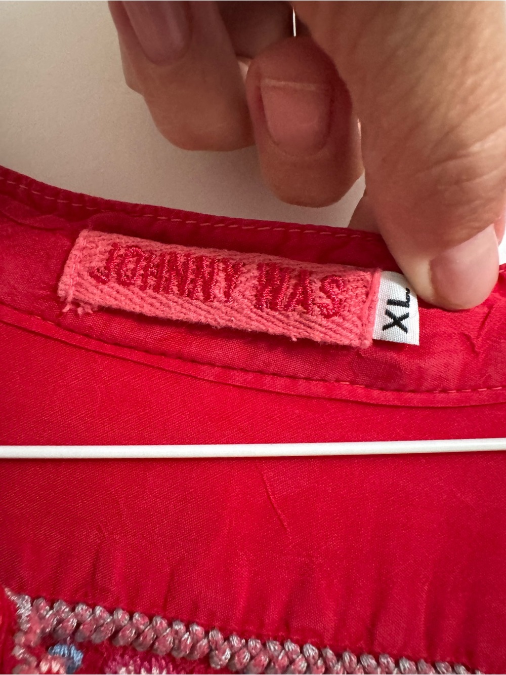 Johnny Was Red Floral Embroidered V-Neck Tunic - Picture 4 of 6